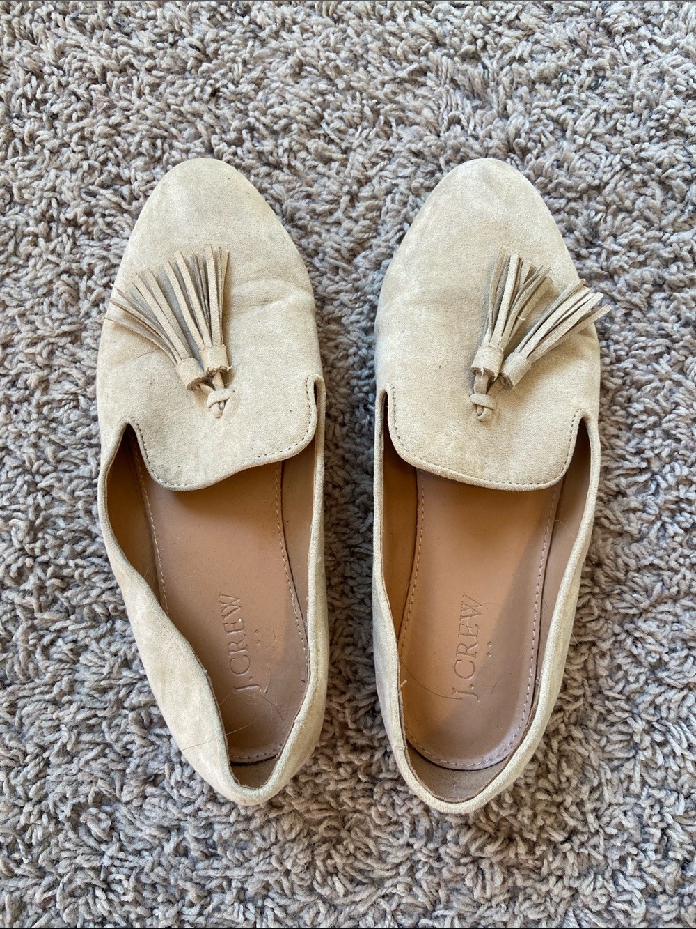 Beige Suede Flats with a Tassel